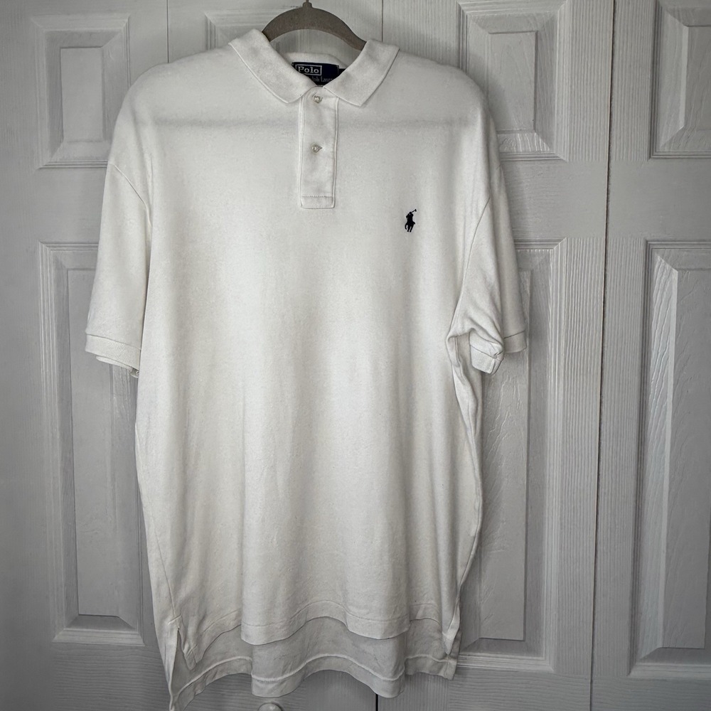 Polo Ralph Lauren Mens Tennis Golf Polo Shirt Size XL Pullover White Small Pony